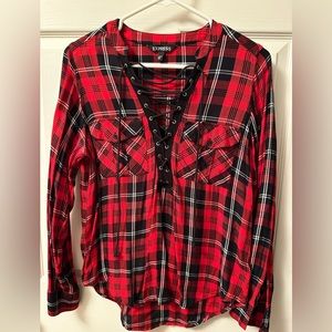 Express Red/Black Plaid Shirt